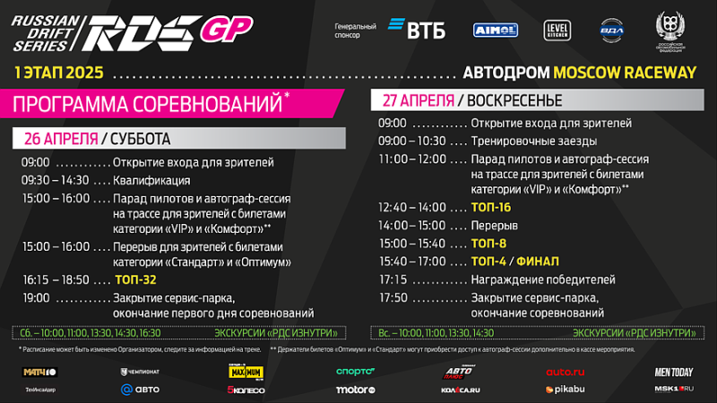 Гран-При Российской Дрифт Серии откроет новый сезон 26-27 апреля в Москве