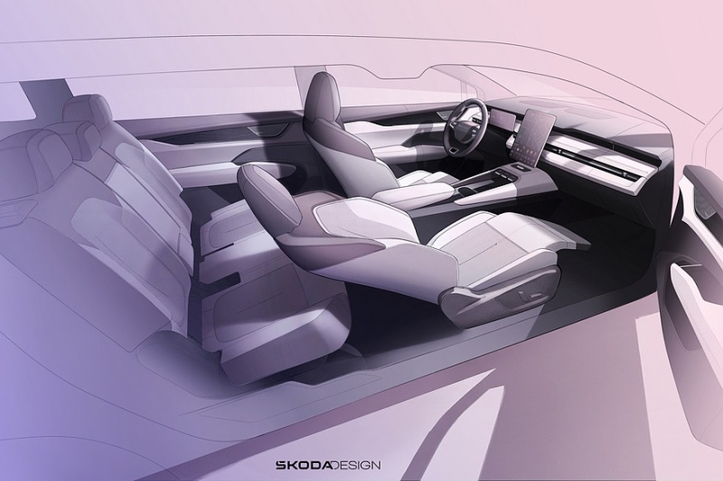 Большой кроссовер Skoda Peaq: показан интерьер